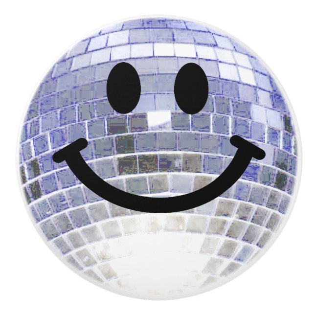 Disco Ball Happy face Keramikknauf (Vorderseite)