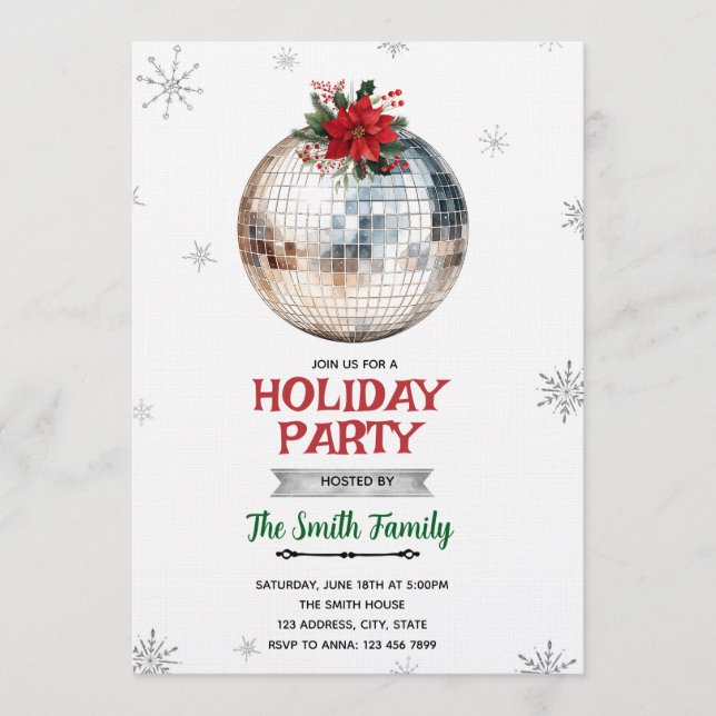 Disco Ball Holiday Party Invitation Einladung (Vorderseite)