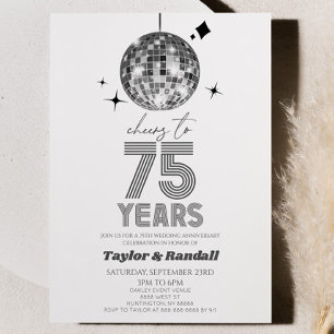 Disco Ball jubelt auf 75 Jahre Hochzeitstag Einladung