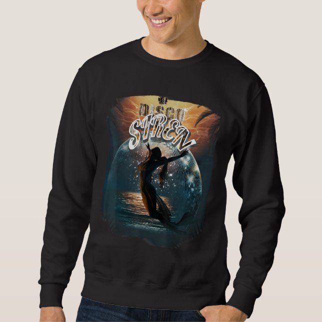 Disco Ball Mermaid Siren Mermaids in Palm Sunset Sweatshirt (Vorderseite)