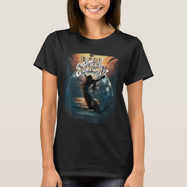 Disco Ball Mermaid Siren Mermaids in Palm Sunset T-Shirt (Vorderseite)
