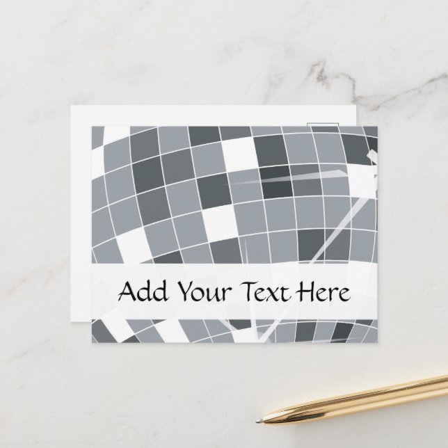 Disco Ball, Mirror Ball, Club, Nachtclub, Party Postkarte (Vorderseite/Rückseite Beispiel)