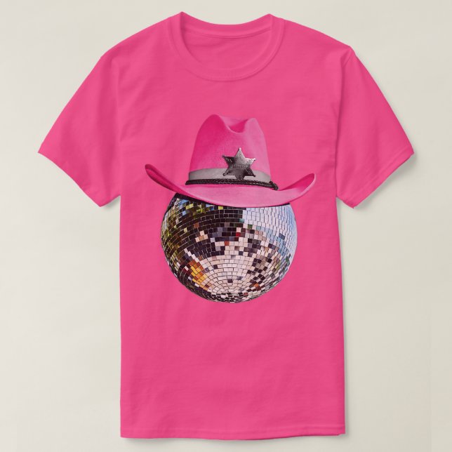 Disco Ball mit rosa Cowboy Hat Club Retro 1 T-Shirt (Design vorne)