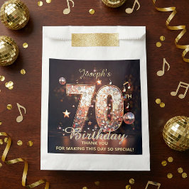 Disco Ball Music Notes Gold Glitter 70th Birthday Geschenktütchen