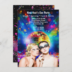 Disco Ball New Year's Eve Girls Party Night Einladung