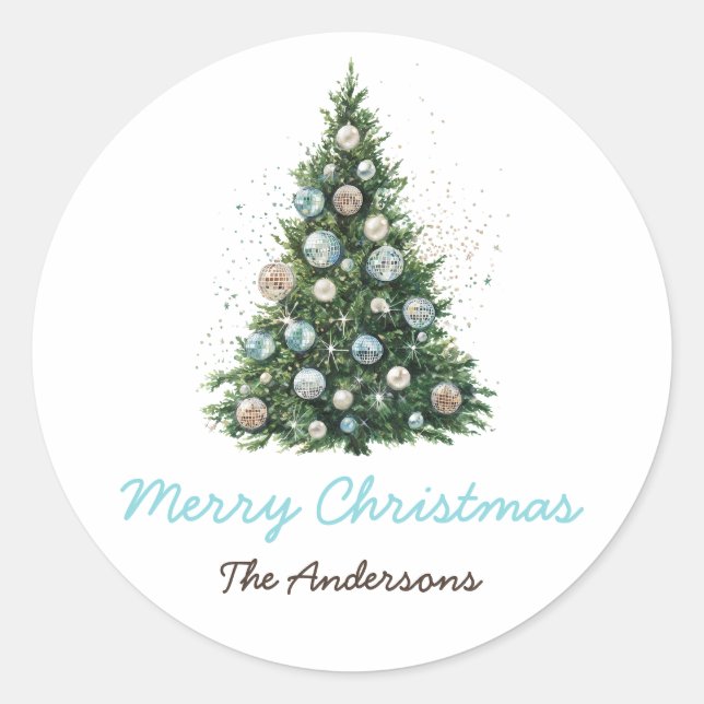 Disco Ball Ornament Weihnachtsbaum Maßgeschneidert Runder Aufkleber (Vorderseite)