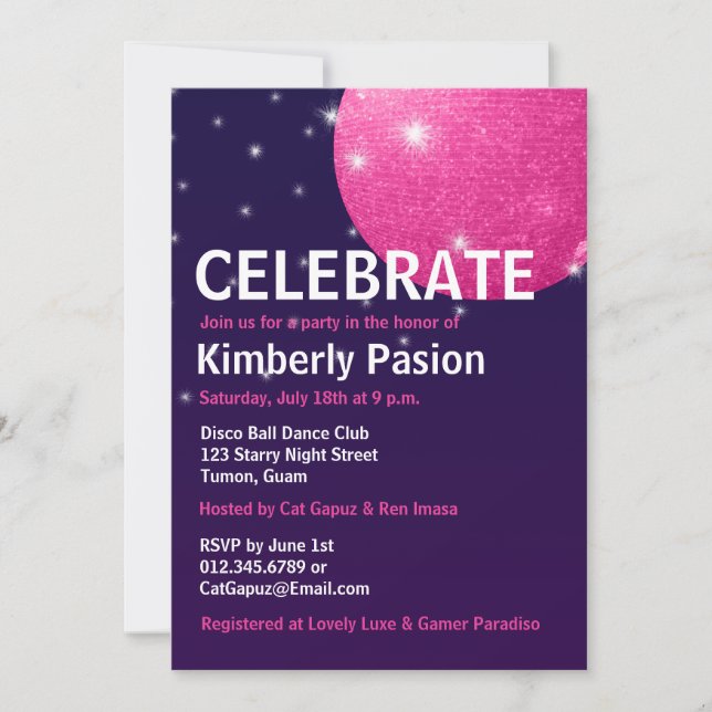 Disco-Ball-Party Einladungen (Vorderseite)