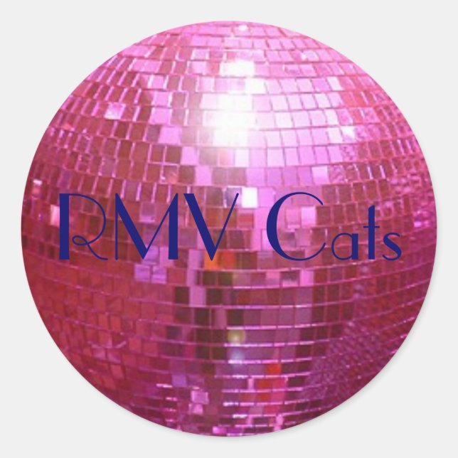 Disco Ball pink, RMV Katzen Runder Aufkleber (Vorderseite)
