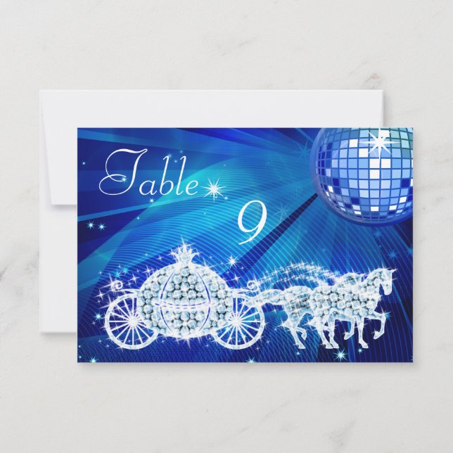 Disco Ball, Princess Coach & Pferde Doppelseitig Einladung (Rückseite)
