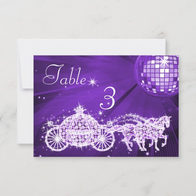 Disco Ball, Princess Coach & Pferde Doppelseitig Einladung (Vorderseite)