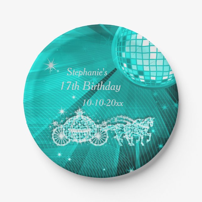 Disco-Ball, Prinzessin Coach u. Pferde17. Pappteller (Vorderseite)