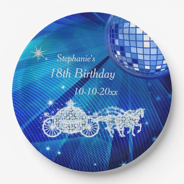 Disco-Ball, Prinzessin Coach u. Pferde18. Pappteller (Vorderseite)