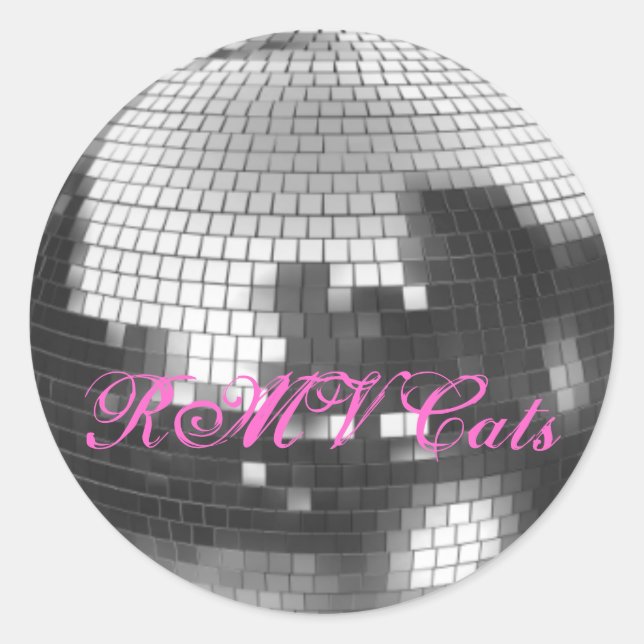 Disco-Ball, RMV-Katzen Runder Aufkleber (Vorderseite)