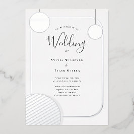 Disco Ball Silver Retro Wedding Folieneinladung