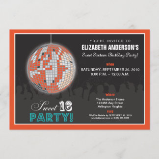 Disco Ball Sweet 16 Geburtstagsparty Invite (Orang Einladung