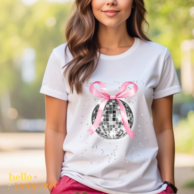 Disco Ball T-shirt with Pink Bow (Von Creator hochgeladen)