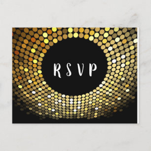 Disco-Ball, Tanz, Gold Postcard UAWG Einladungspostkarte