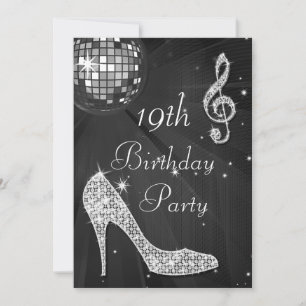 Disco-Ball-und Heels-Schwarzes u. Silber-19. Einladung