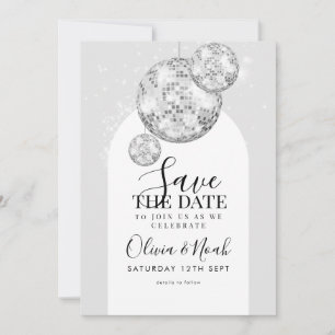 Disco-Ball-Verlobungsparty Save The Date