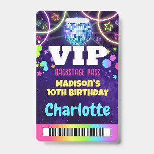 Disco Ball VIP Backstage Pass Geburtstags-Lanyard Ausweis