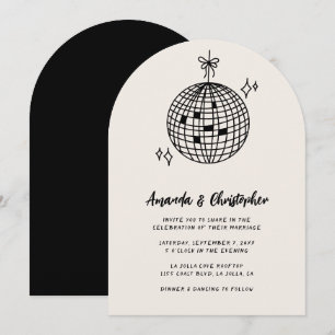 Disco Ball Wedding Einladung Arched