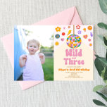 Disco Ball Wild und Three Foto 3. Geburtstag Party Einladung<br><div class="desc">Dies ist eine Retro 70er Vintag Disco Ball Hippie Wild und Drei Custom Picture Foto 3. Geburtstag Party Einladung.</div>