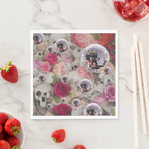 Disco Balls Skulpturen und Rose Serviette