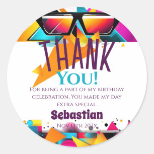 Disco Birthday Party Gefallen Runder Aufkleber