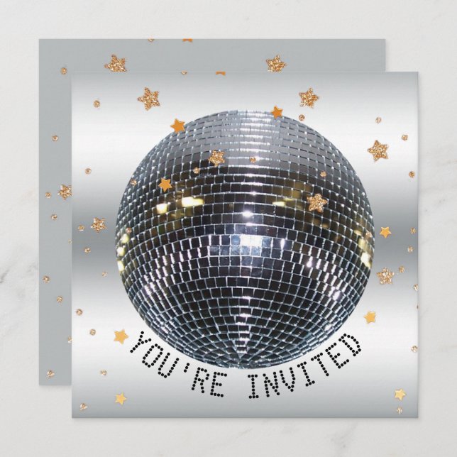 Disco Birthday Party | Just Dance Disco Ball Party Einladung (Vorne/Hinten)