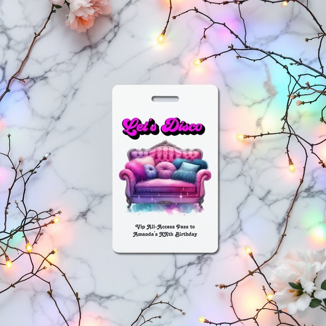 Disco Birthday Party VIP Pass - Disco-Party Lassen Ausweis (Disco Birthday Party VIP Pass – Let’s Disco Party Badge)