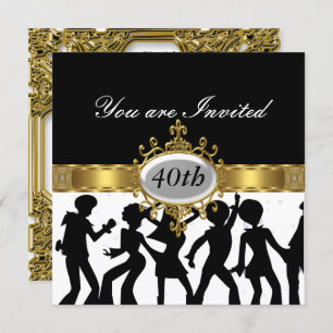 Disco Black Birthday Party Glamour Einladung