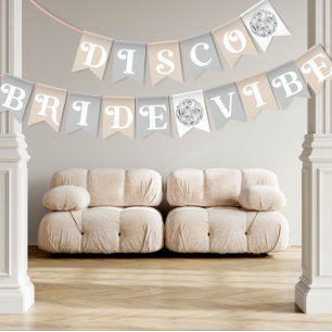 Disco-Braut-Vibe Silber Retro-Brautbad  Wimpelkette