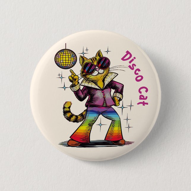 Disco Cat der 1970er Jahre, Discotech im Stil der  Button (Vorderseite)
