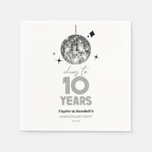 Disco Cheers 10 Years Wedding Anniversary Party Serviette