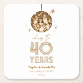 Disco-Cheers 40 Jahre Hochzeitsjubiläum Party Rechteckiger Pappuntersetzer