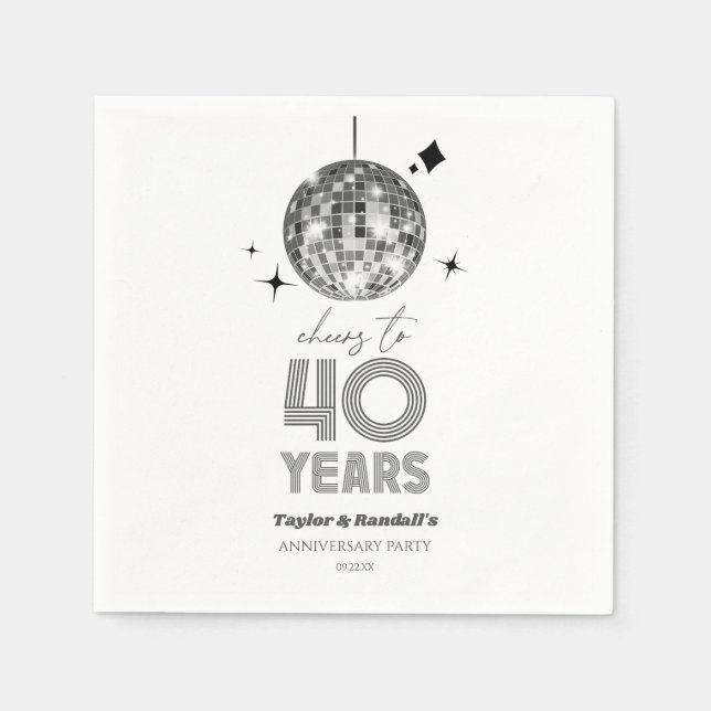 Disco-Cheers 40 Jahre Hochzeitsjubiläum Party Serviette (Vorderseite)