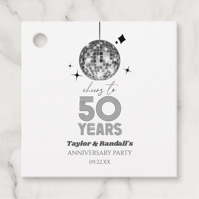 Disco-Cheers 50-jähriges Party zum Hochzeitstag Geschenkanhänger (Vorderseite)