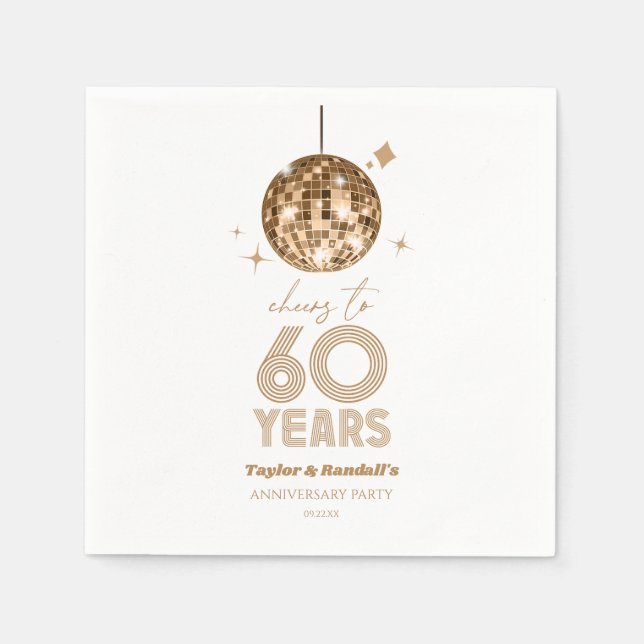 Disco Cheers 60 Years Wedding Anniversary Party Serviette (Vorderseite)