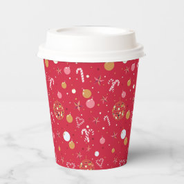 Disco Christmas in Rot Pappbecher