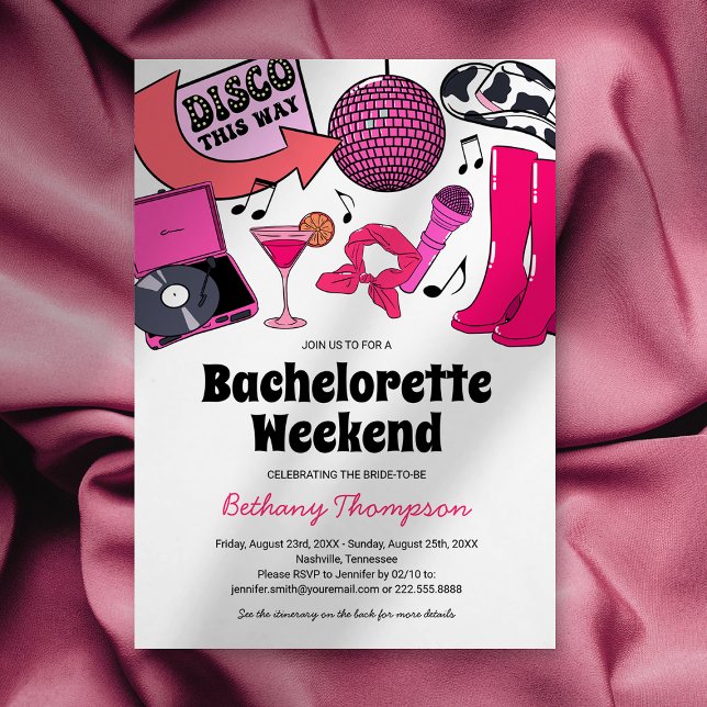 Disco Cowgirl Bachelorette Wochenende Einladung (Von Creator hochgeladen)