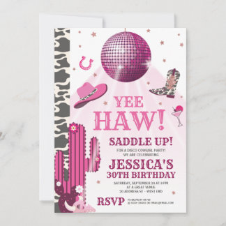 Disco Cowgirl Birthday Party Einladung
