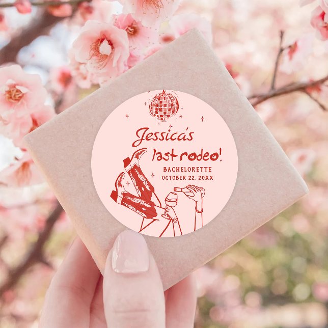 Disco Cowgirl Junggeselinnen-Abschied Runder Aufkleber (Von Creator hochgeladen)