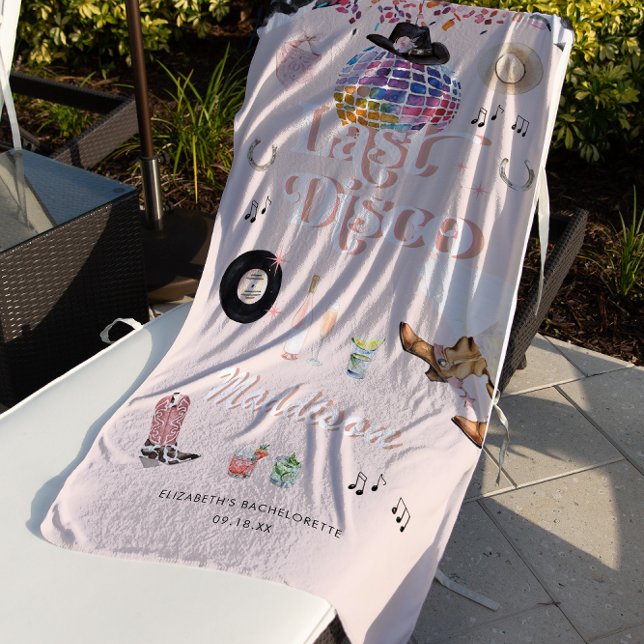 Disco Cowgirl Nashville Pink Rodeo | Bachelorette Strandtuch (Von Creator hochgeladen)