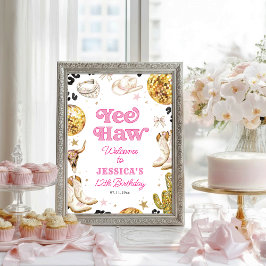 Disco Cowgirl Nashville Rodeo Birthday Welcome Poster