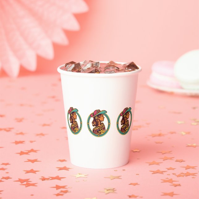 Disco Cowgirl Party Cup – Fun Celebration Drinkwar Pappbecher (Insitu)