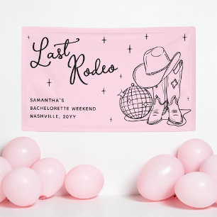 Disco-Cowgirl Pink Last Rodeo Junggesellinnenabsch Banner