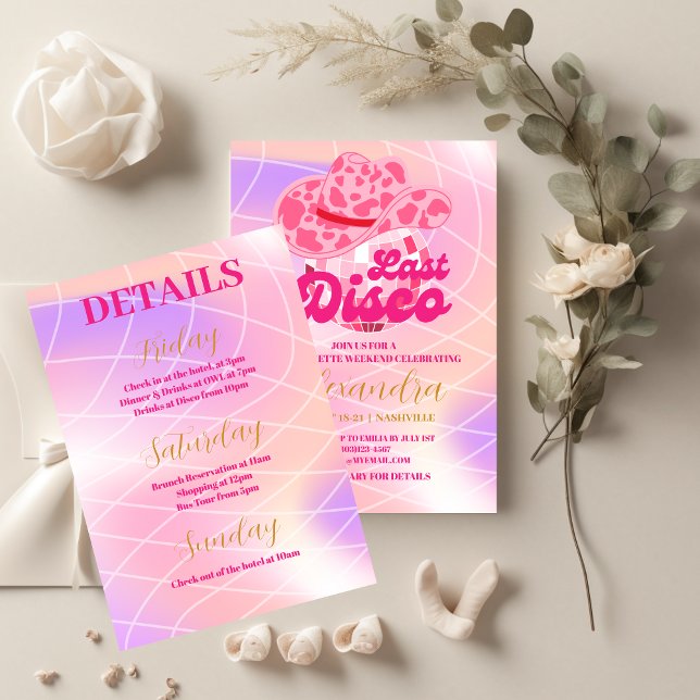 Disco Cowgirl Pink Rodeo Bachelorette Party Einladung (Von Creator hochgeladen)