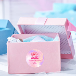 Disco Cowgirl Pink Rodeo Junggeselinnen-Abschied Runder Aufkleber