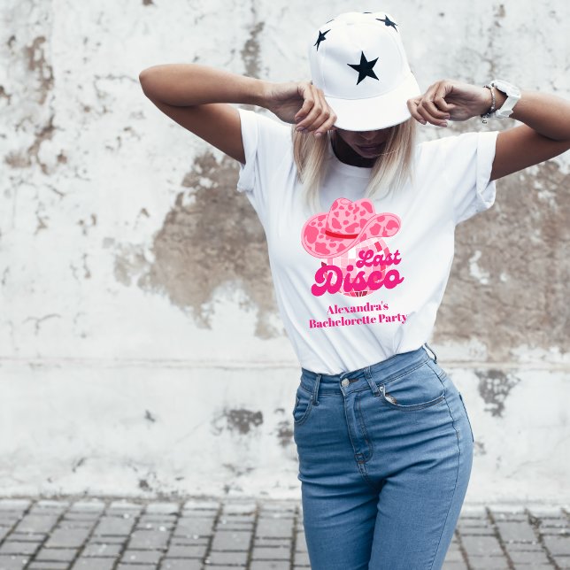 Disco Cowgirl Pink Rodeo Junggeselinnen-Abschied T-Shirt (Von Creator hochgeladen)