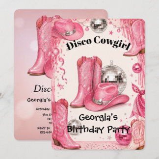 Disco-Cowgirl Pinke Geburtstagsfeier Einladung